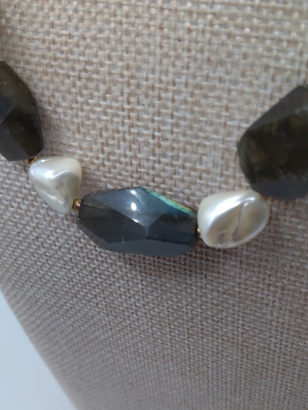 Labadorite And Faux Pearl Necklace - Picture 4 of 5